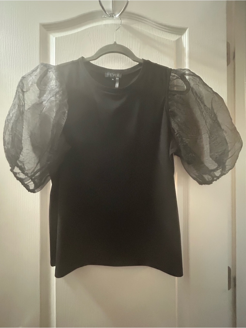 1. State Black Sheer Puff Sleeve Tee